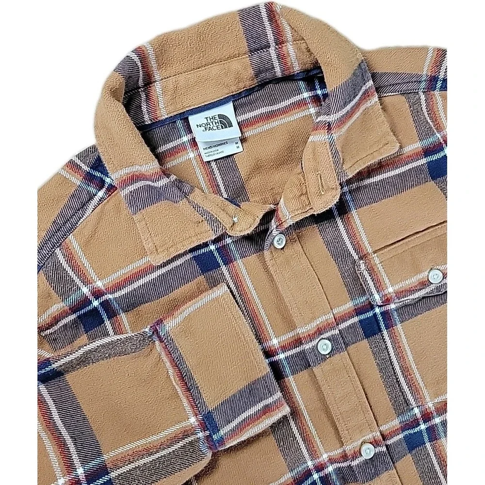 The‎ North Face Adult Mens Flannel Shirt Medium Brown Plaid Button Up Pocket